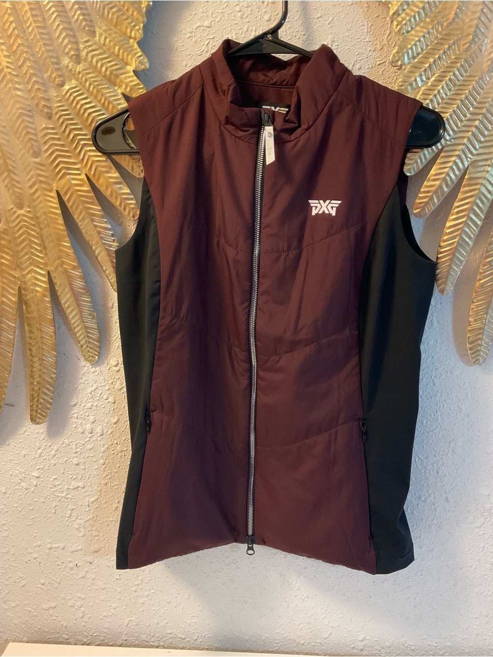 PXG WOMEN'S QUILTED NOBLE ZIP VEST - BLACK & Burgandy . NEW